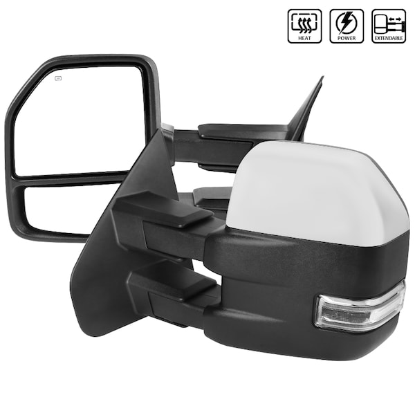 Spec-D Tuning 07-14 Ford F150 Towing Mirrors Chrome- Clear Signal- Power Heated RMX-F15007F4H-P-FS - main